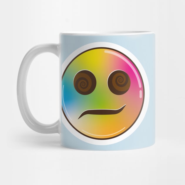 trippy psychedelic vector illustration of emoji face by Bubsart78